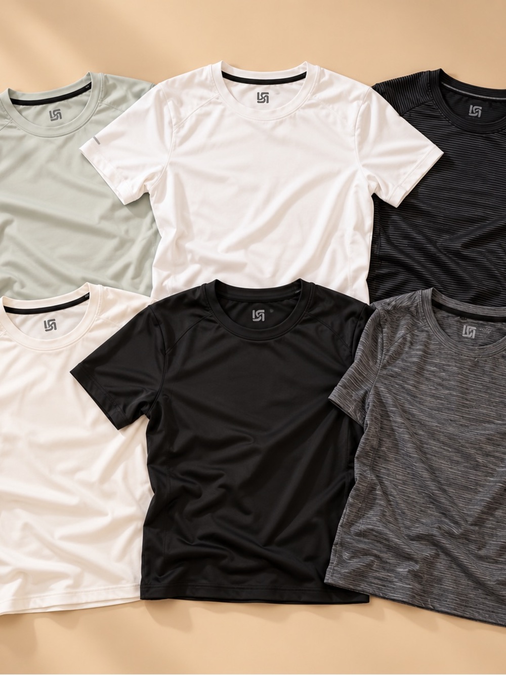 VRST Men’s Performance Athletic Shirts 6-Piece Bundle Size Medium Workout Tees